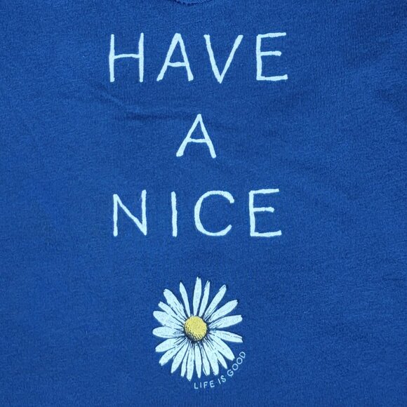 Life Is Good Navy Raw Hem Smooth Fitted Long Sleeve Tee Have a Nice Daisy - XS - Picture 2 of 9